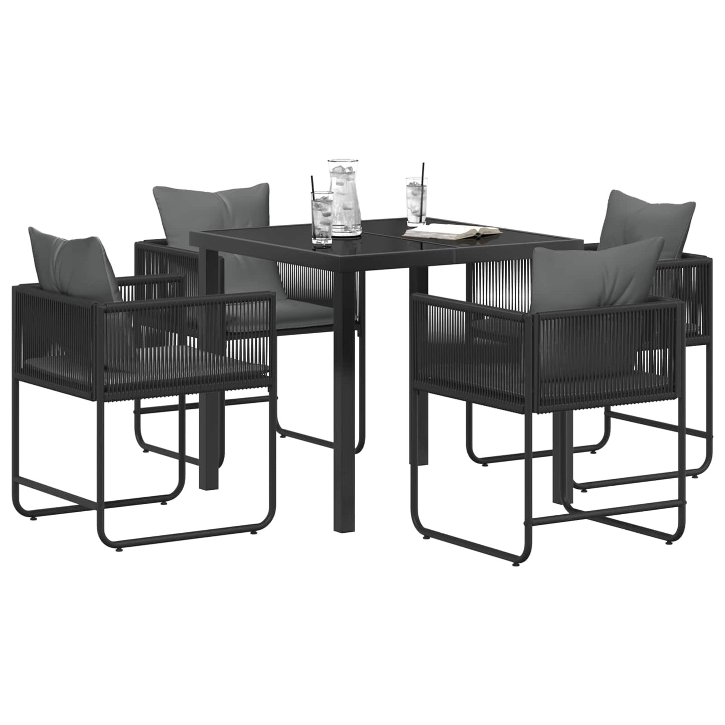 vidaXL Garden Dining Set 5 pcs Black and Anthracite 80 x 80 x 73 cm