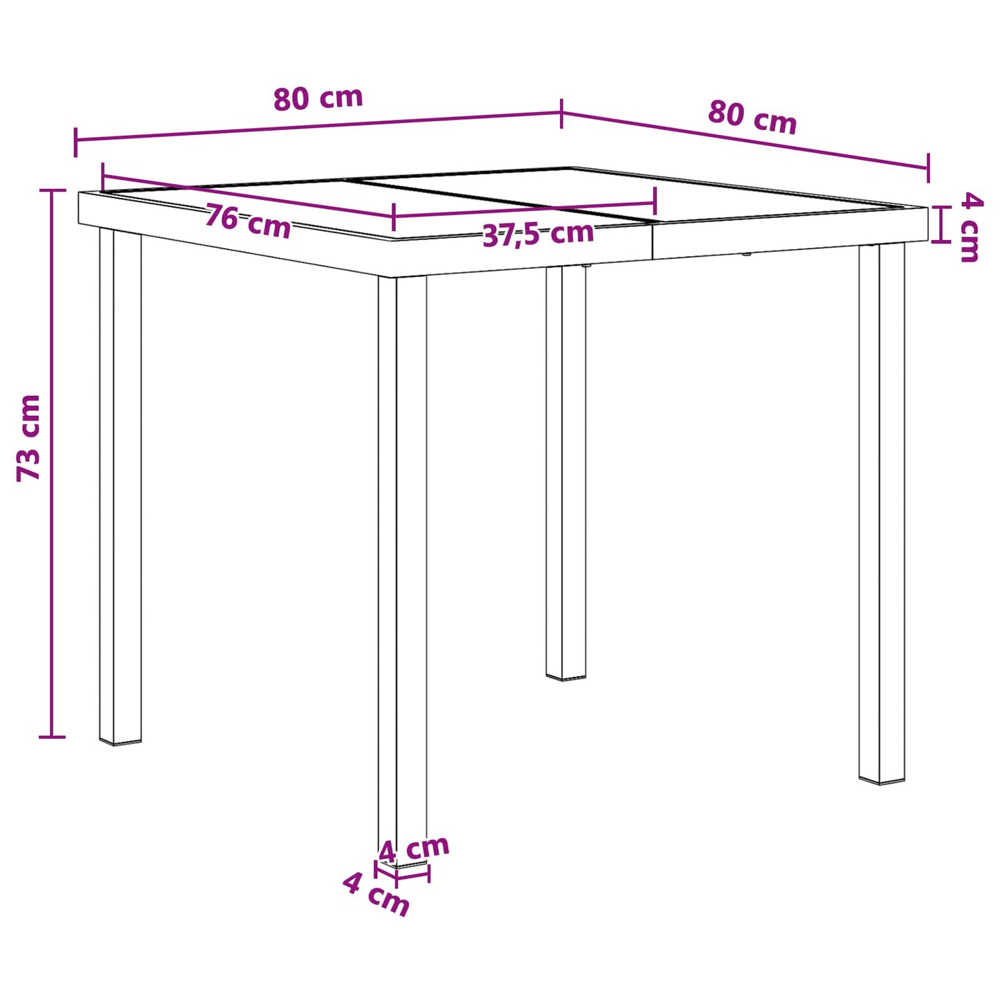 vidaXL Garden Dining Set 5 pcs Black and Anthracite 80 x 80 x 73 cm