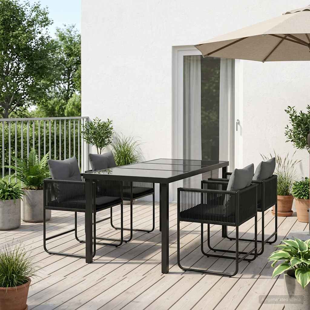 vidaXL Garden Dining Set 5 pcs Black and Anthracite 140 x 80 x 73 cm