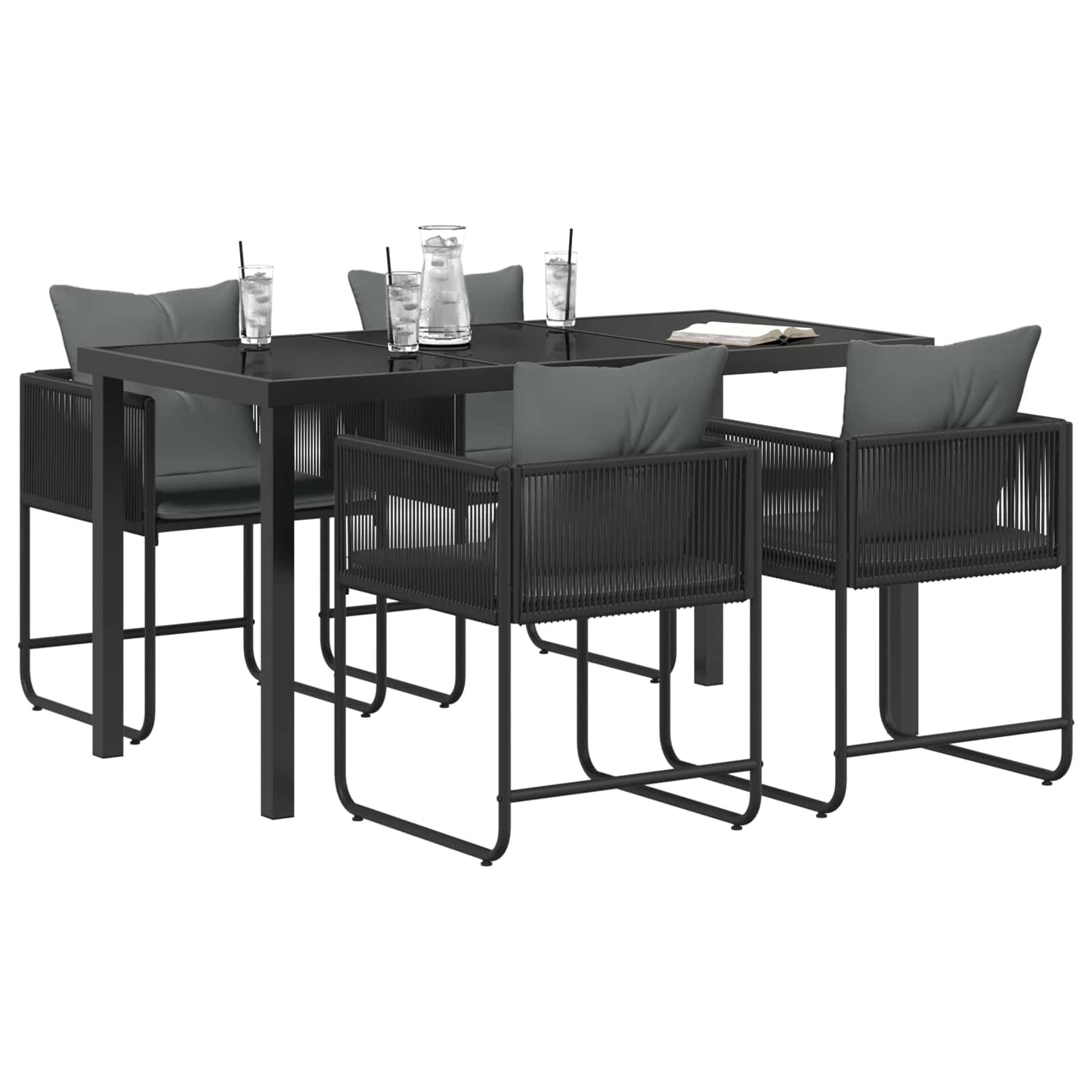 vidaXL Garden Dining Set 5 pcs Black and Anthracite 140 x 80 x 73 cm