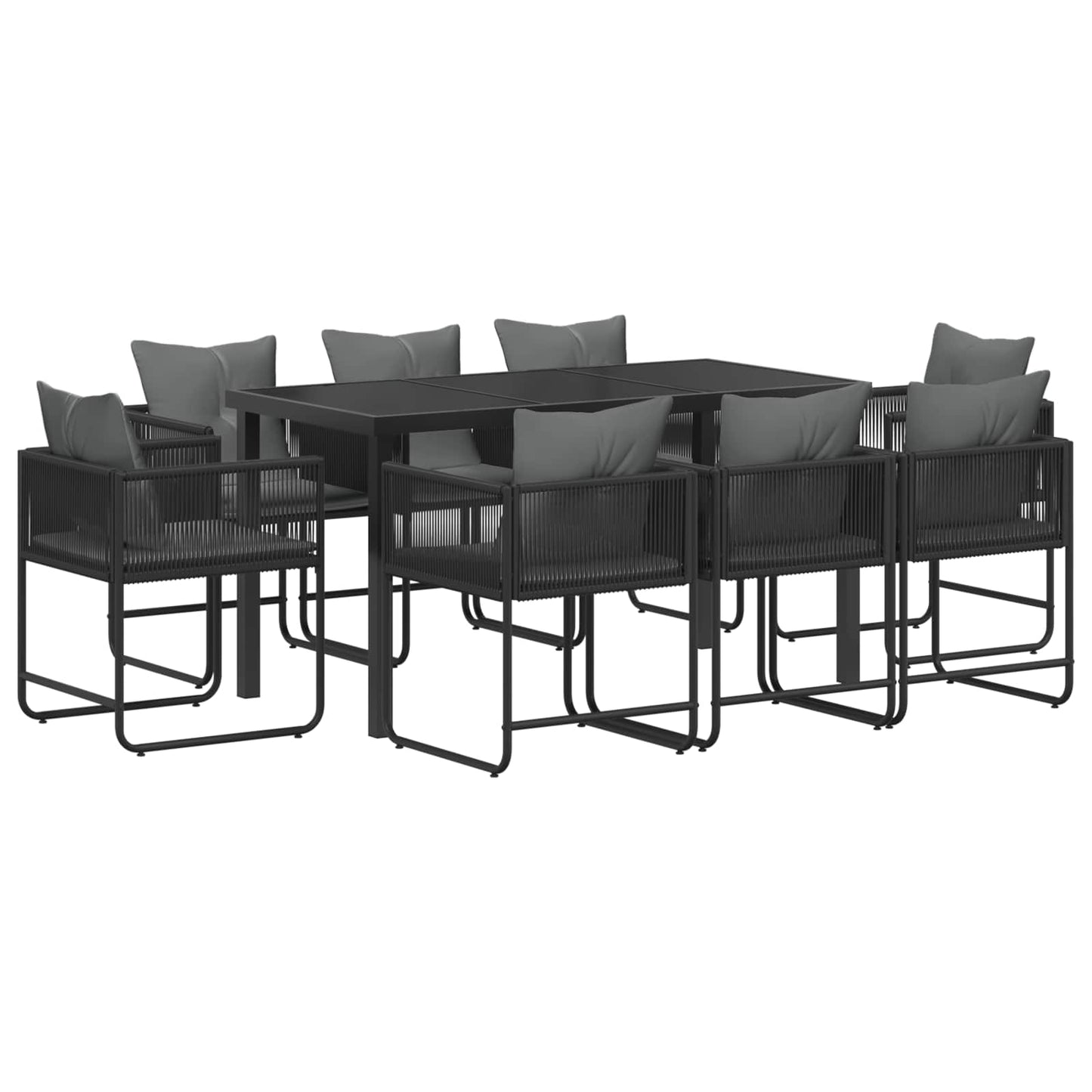 vidaXL Garden Dining Set 9 pcs Black and Anthracite 160 x 80 x 73 cm