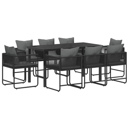 vidaXL Garden Dining Set 9 pcs Black and Anthracite 160 x 80 x 73 cm