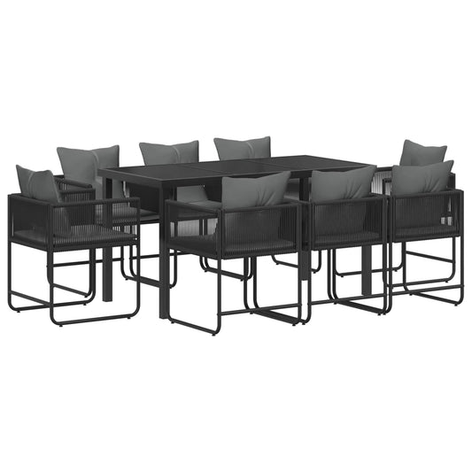 vidaXL Garden Dining Set 9 pcs Black and Anthracite 160 x 80 x 73 cm