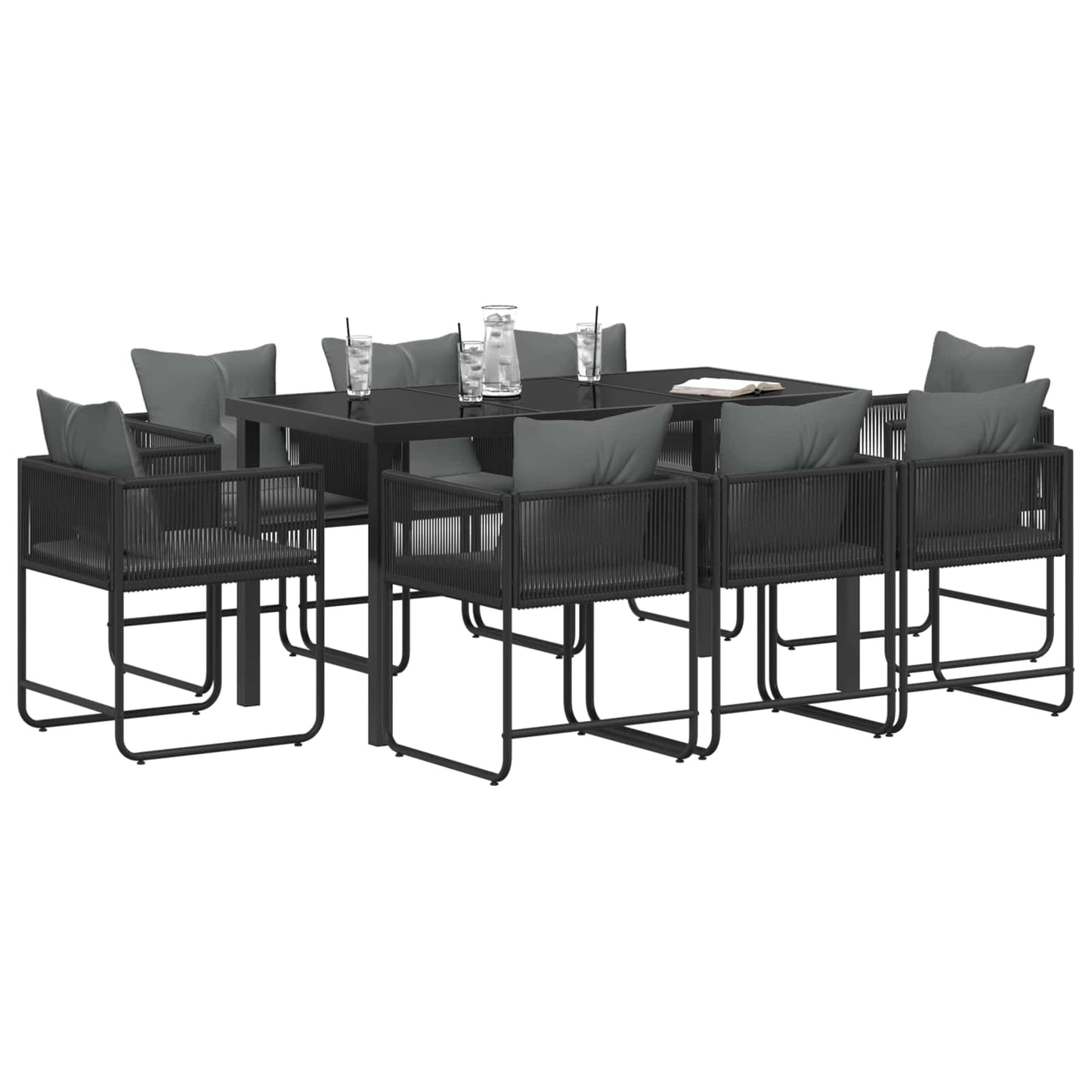 vidaXL Garden Dining Set 9 pcs Black and Anthracite 160 x 80 x 73 cm