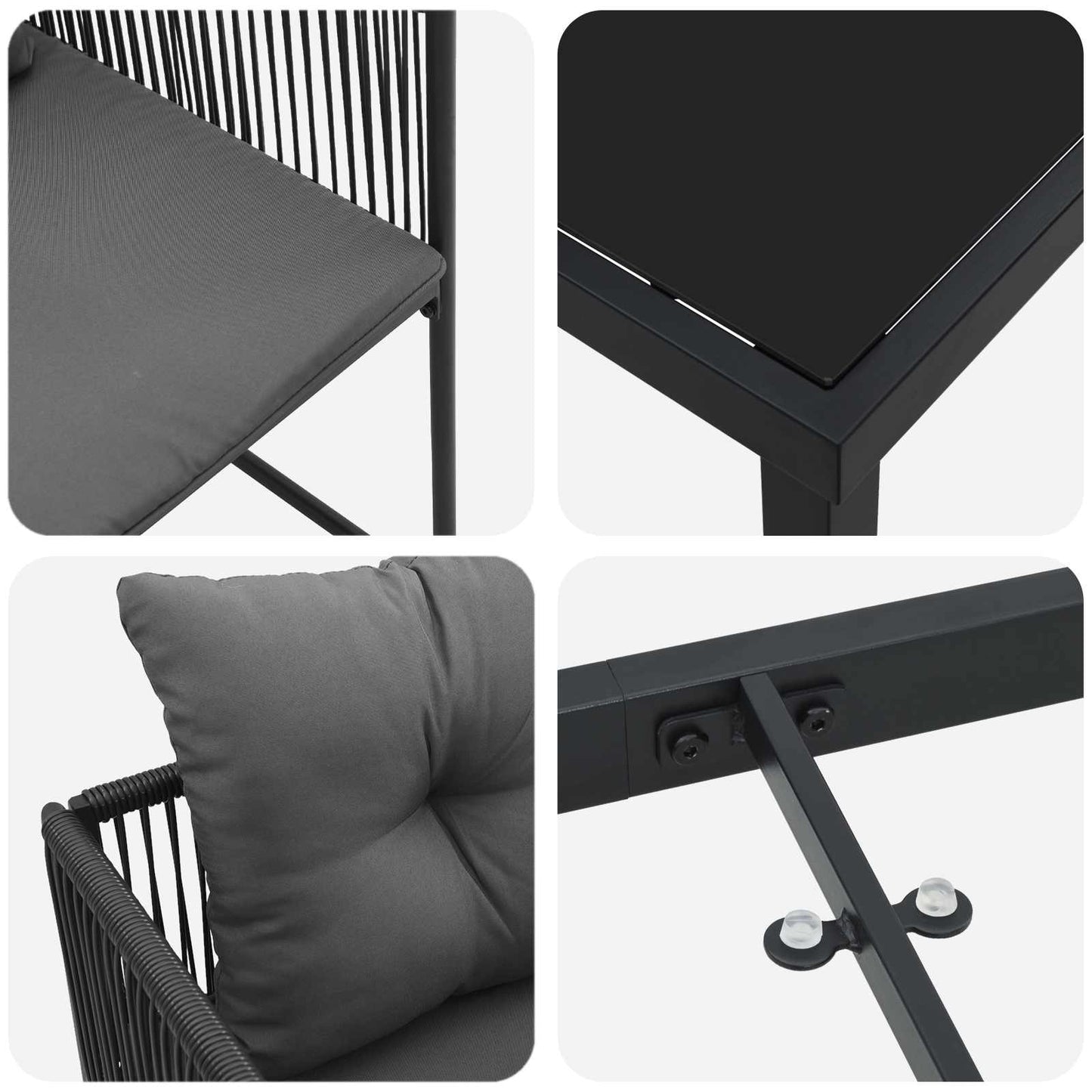 vidaXL Garden Dining Set 9 pcs Black and Anthracite 200 x 80 x 73 cm