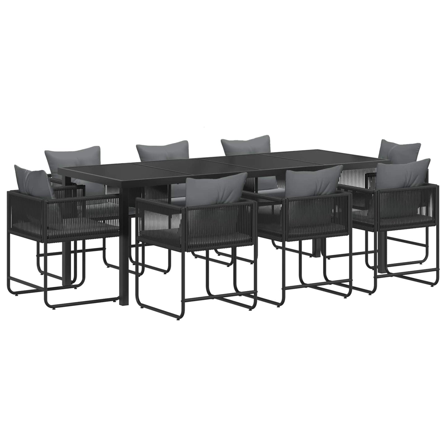 vidaXL Garden Dining Set 9 pcs Black and Anthracite 200 x 80 x 73 cm