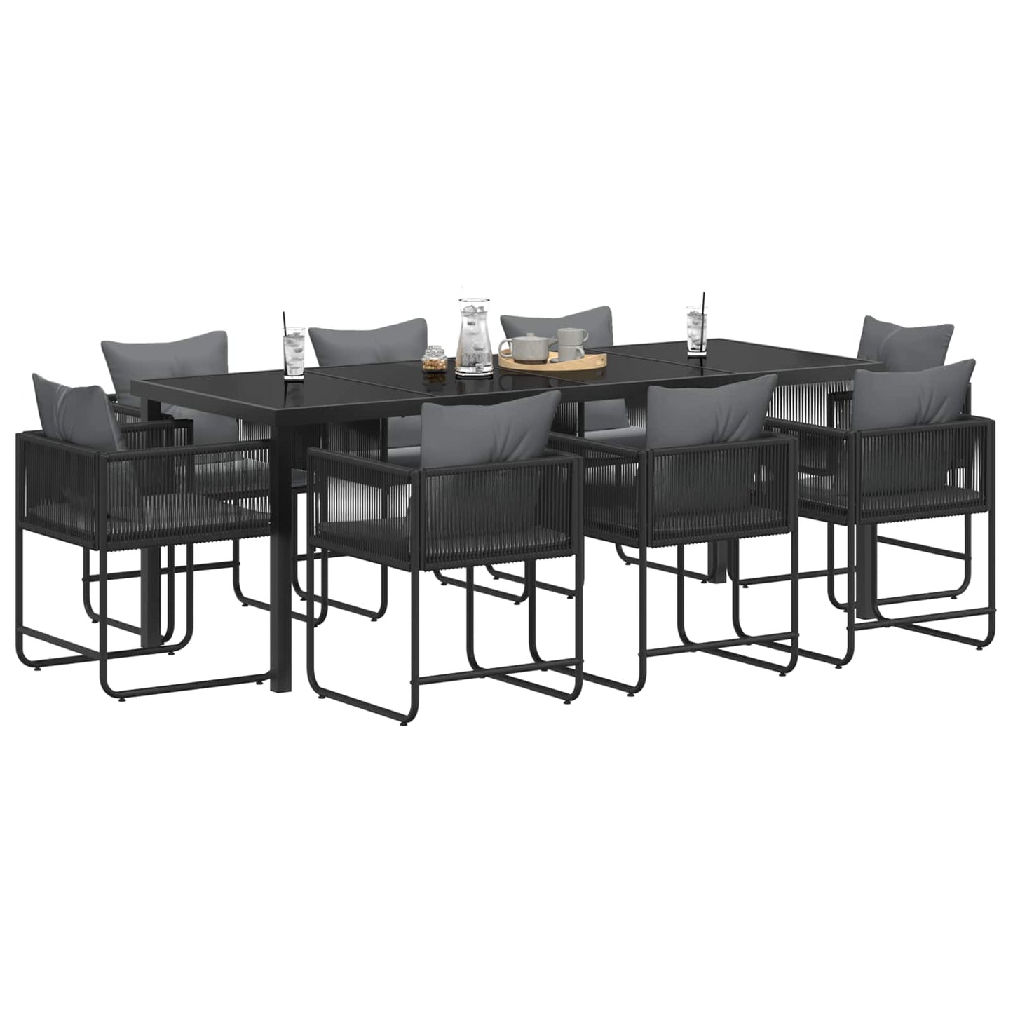 vidaXL Garden Dining Set 9 pcs Black and Anthracite 200 x 80 x 73 cm