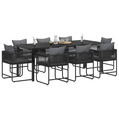 vidaXL Garden Dining Set 9 pcs Black and Anthracite 200 x 80 x 73 cm