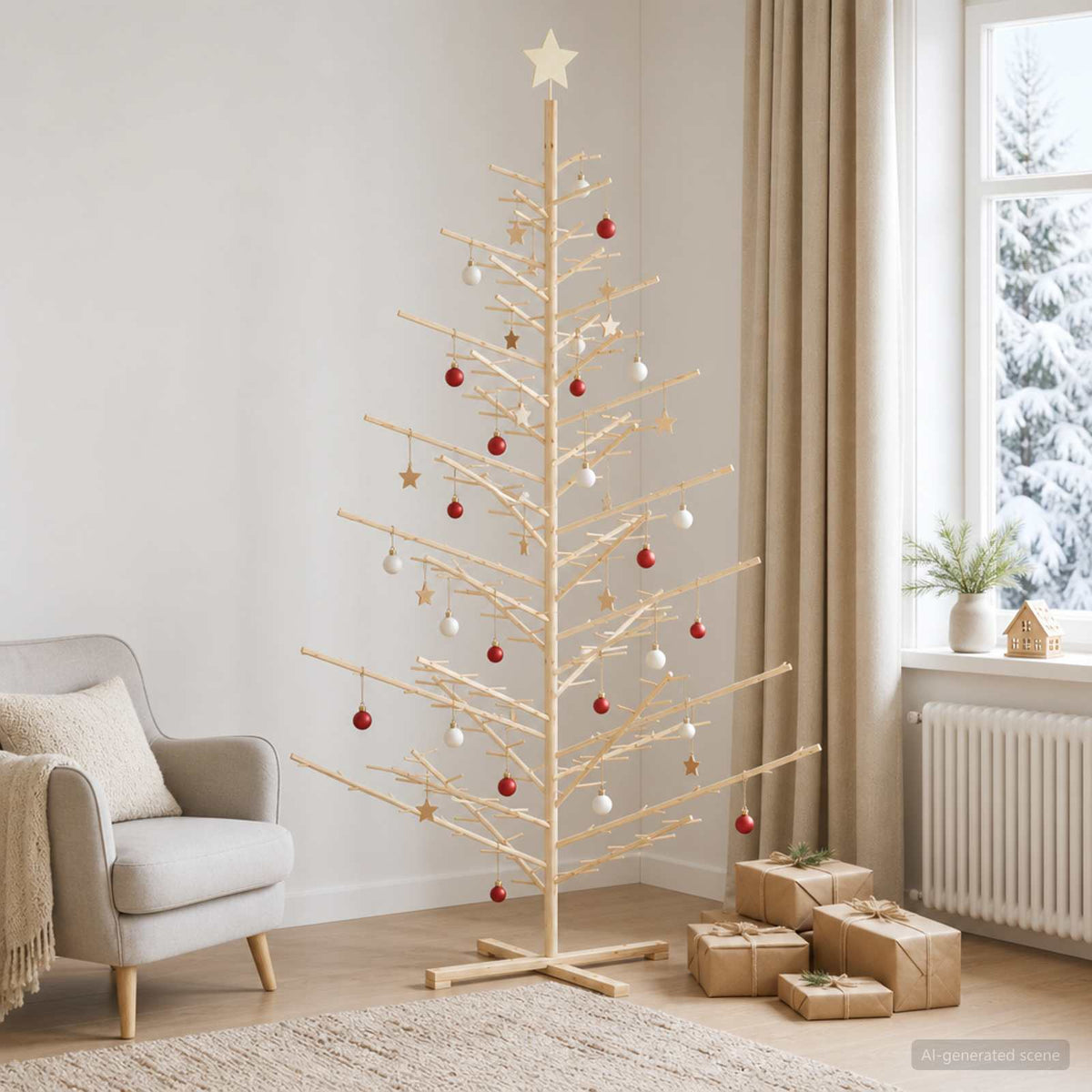 vidaXL Wooden Christmas Tree KOTKA 240 cm Bamboo and Solid Pine Wood