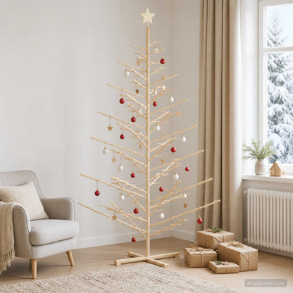 vidaXL Wooden Christmas Tree KOTKA 240 cm Bamboo and Solid Pine Wood