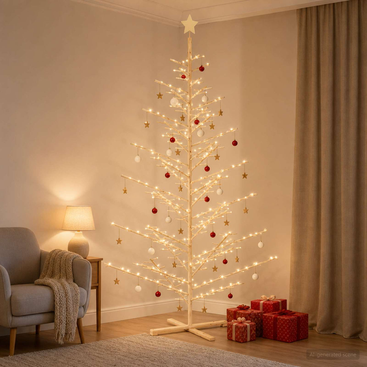 vidaXL Wooden Christmas Tree KOTKA 240 cm Bamboo and Solid Pine Wood