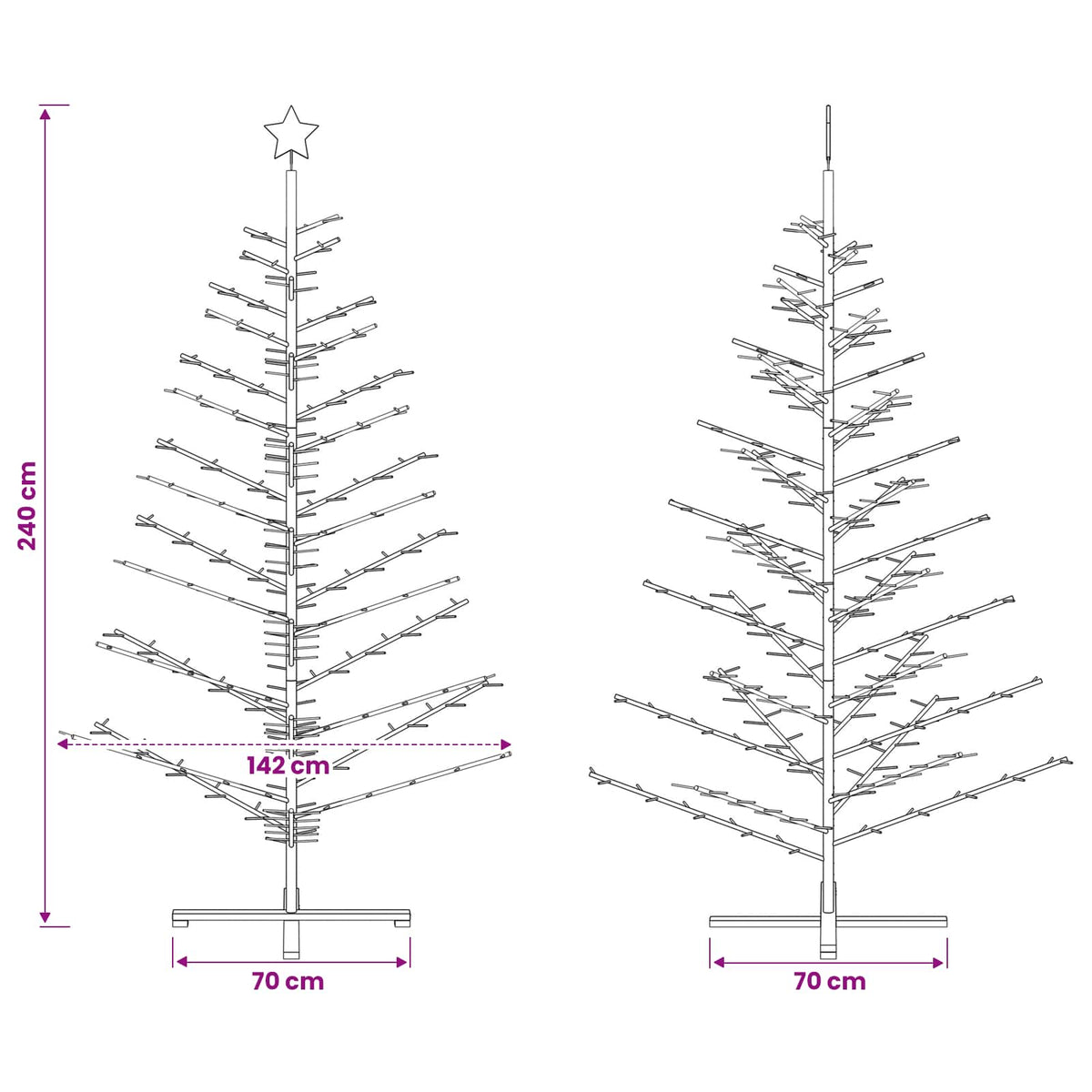 vidaXL Wooden Christmas Tree KOTKA 240 cm Bamboo and Solid Pine Wood