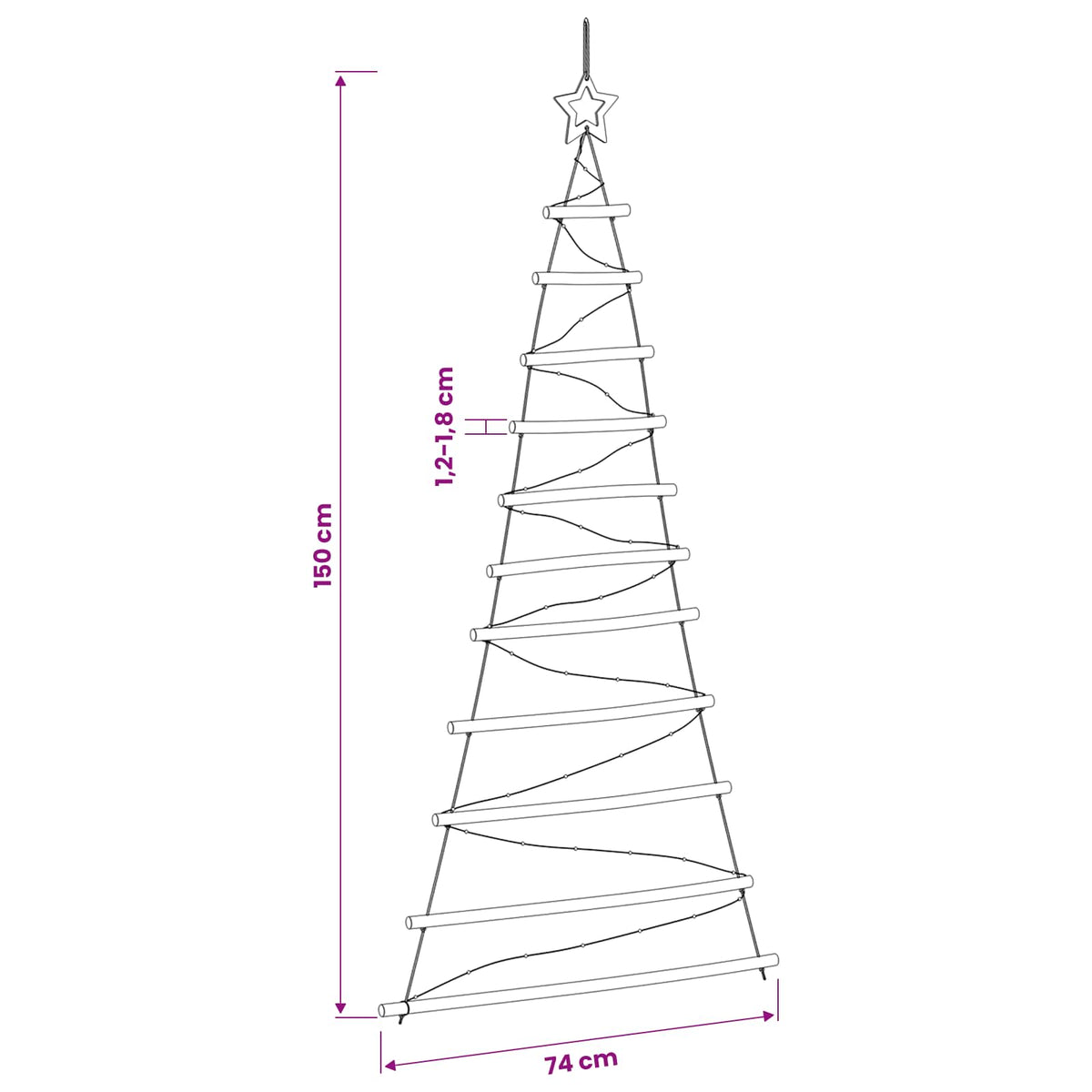 vidaXL Hanging Christmas Tree 150 cm 80 LEDs Warm White
