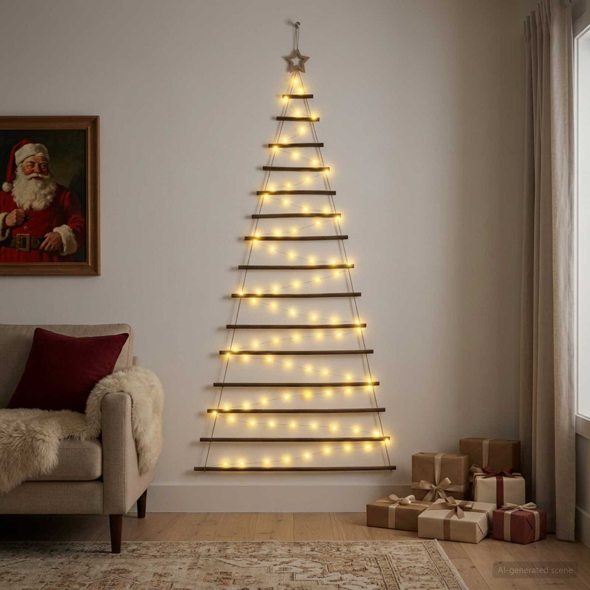 vidaXL Hanging Christmas Tree 210 cm 130 LEDs Warm White