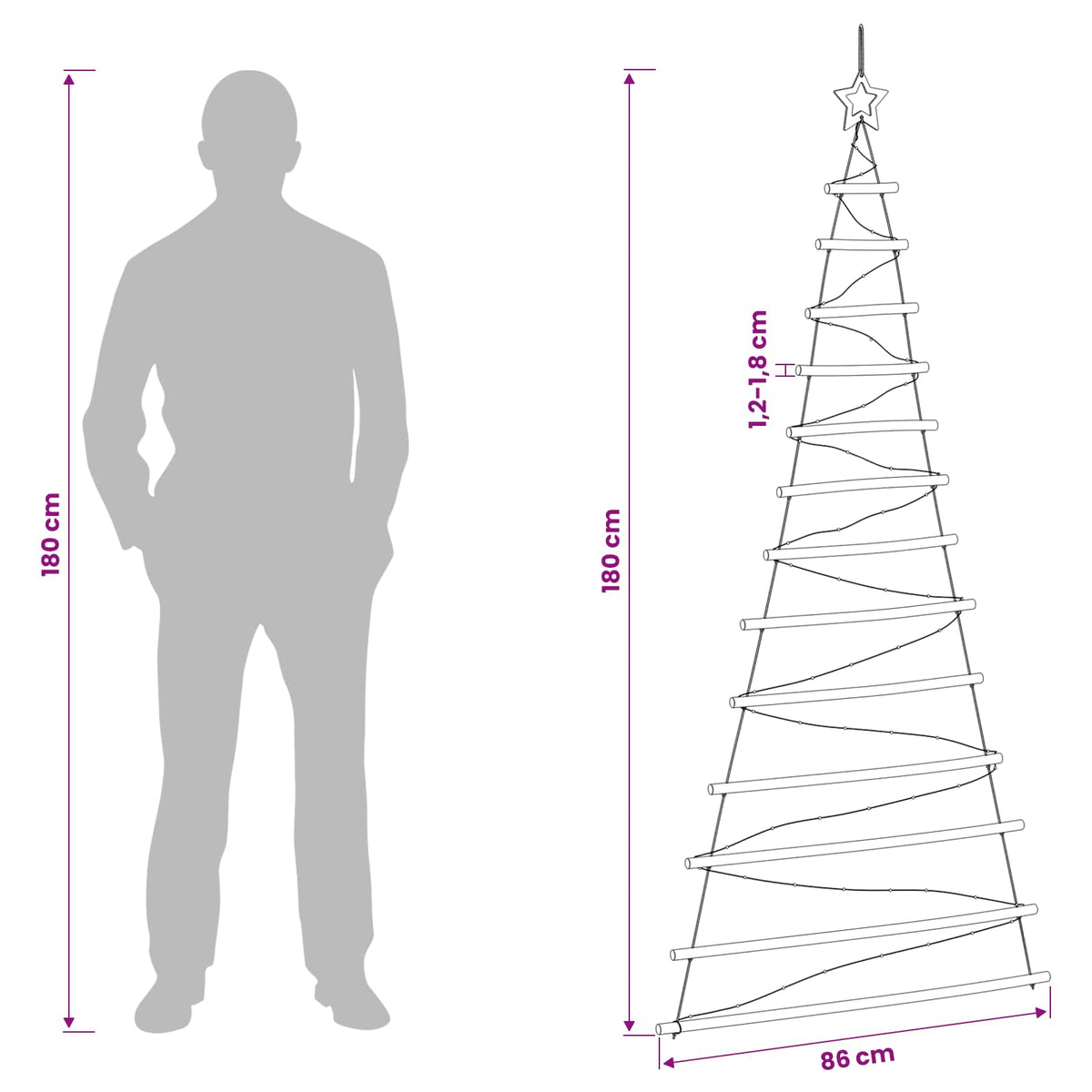 vidaXL Hanging Christmas Tree 180 cm 100 LEDs Multicolour