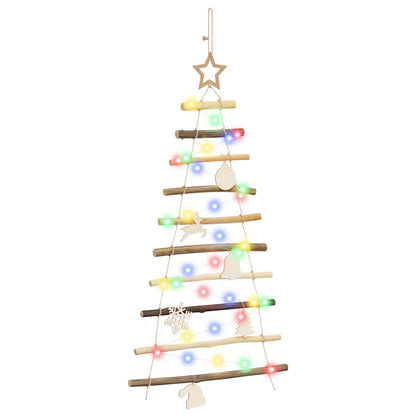 vidaXL Hanging Christmas Tree 90 cm 30 LEDs Multicolour Solid Ash Wood