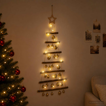 vidaXL Hanging Christmas Tree with Baubles 90 cm 30 LEDs Warm White