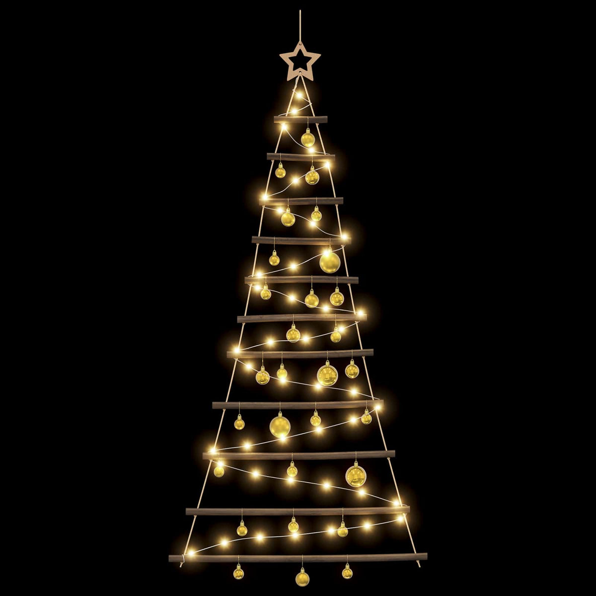 vidaXL Hanging Christmas Tree with Baubles 150 cm 80 LEDs Warm White