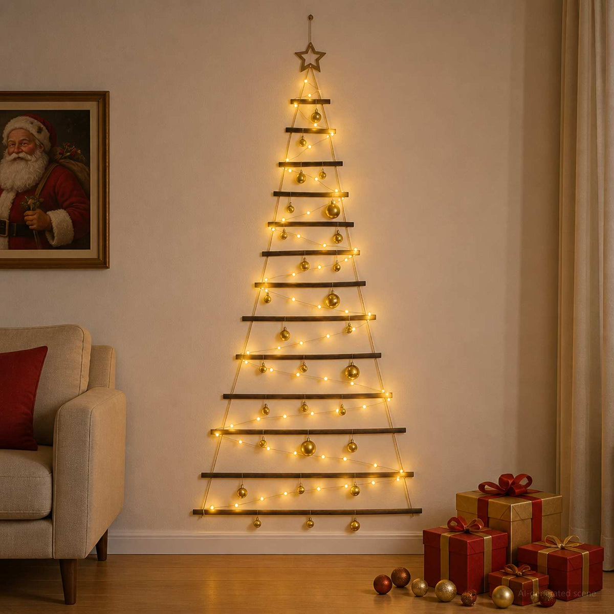 vidaXL Hanging Christmas Tree with Baubles 180 cm 100 LEDs Warm White