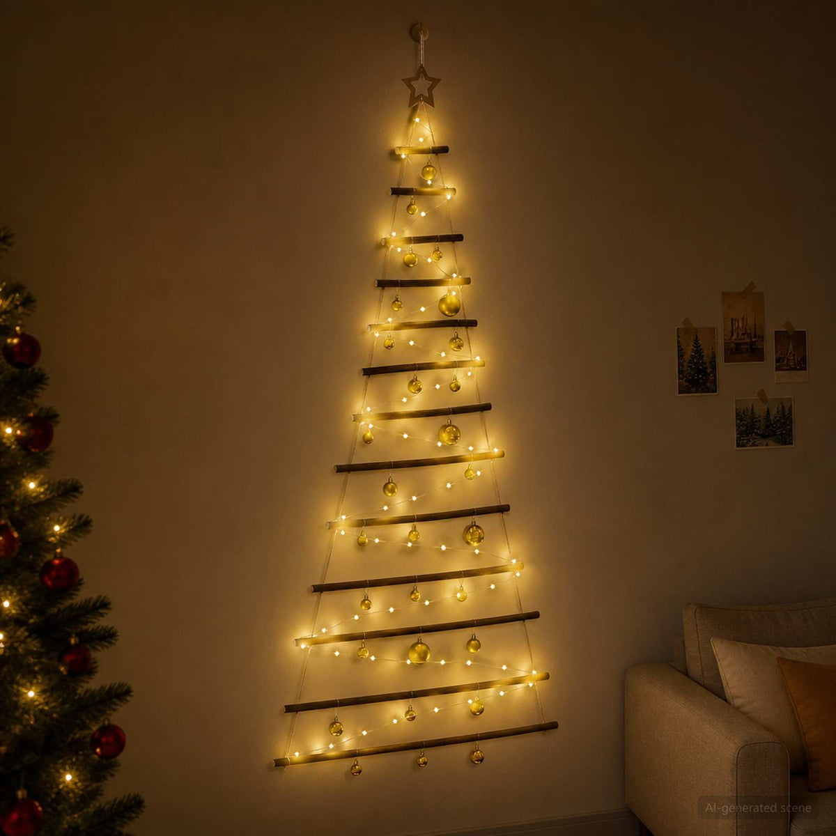 vidaXL Hanging Christmas Tree with Baubles 180 cm 100 LEDs Warm White