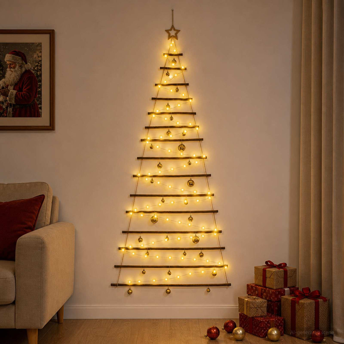 vidaXL Hanging Christmas Tree with Baubles 210 cm 130 LEDs Warm White