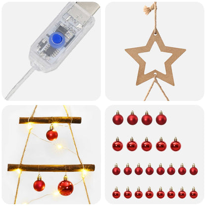 vidaXL Hanging Christmas Tree with Baubles 90 cm 30 LEDs Warm White