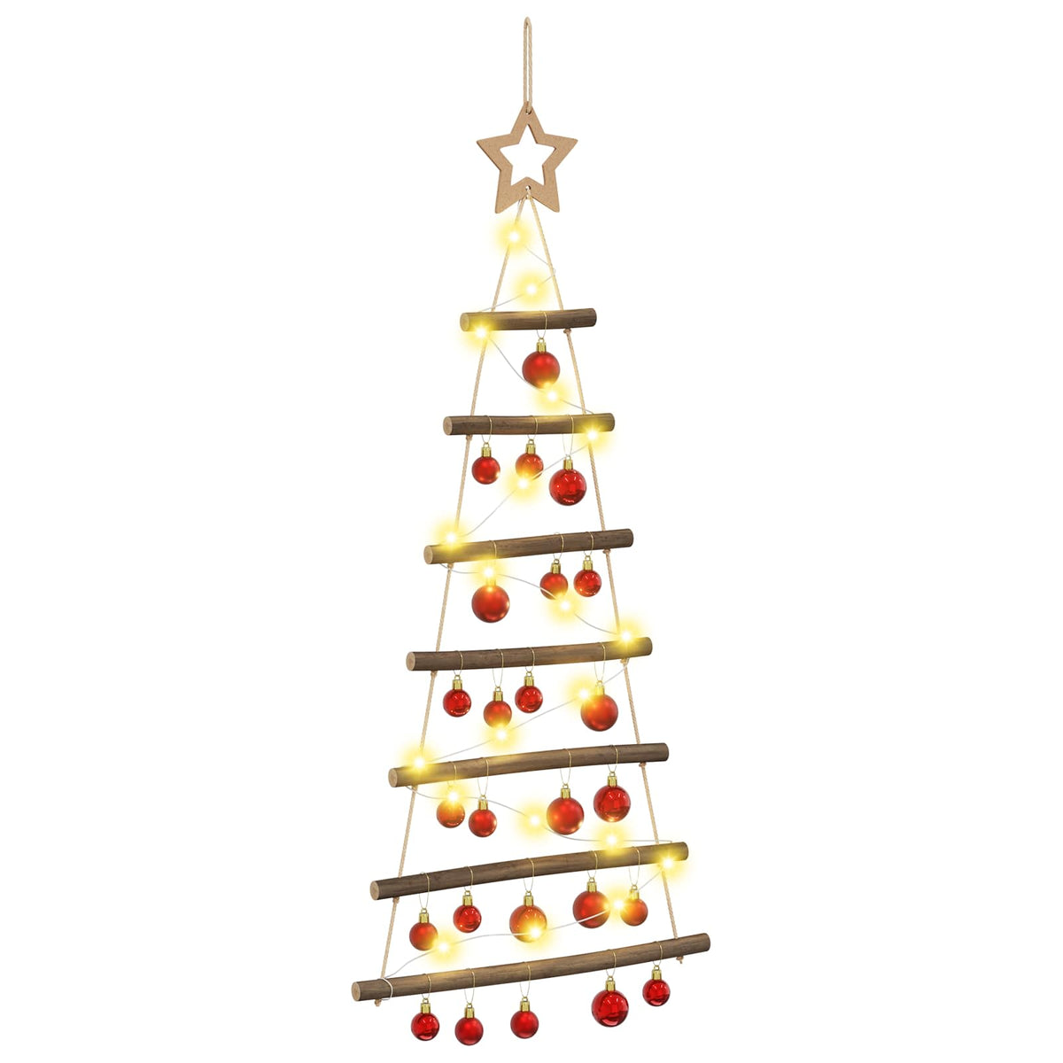 vidaXL Hanging Christmas Tree with Baubles 90 cm 30 LEDs Warm White