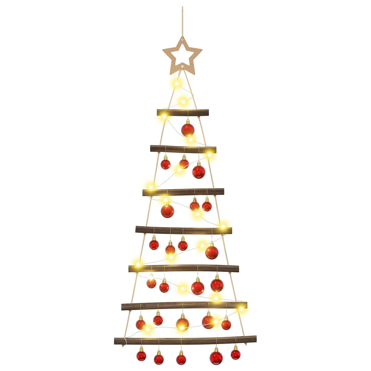 vidaXL Hanging Christmas Tree with Baubles 90 cm 30 LEDs Warm White