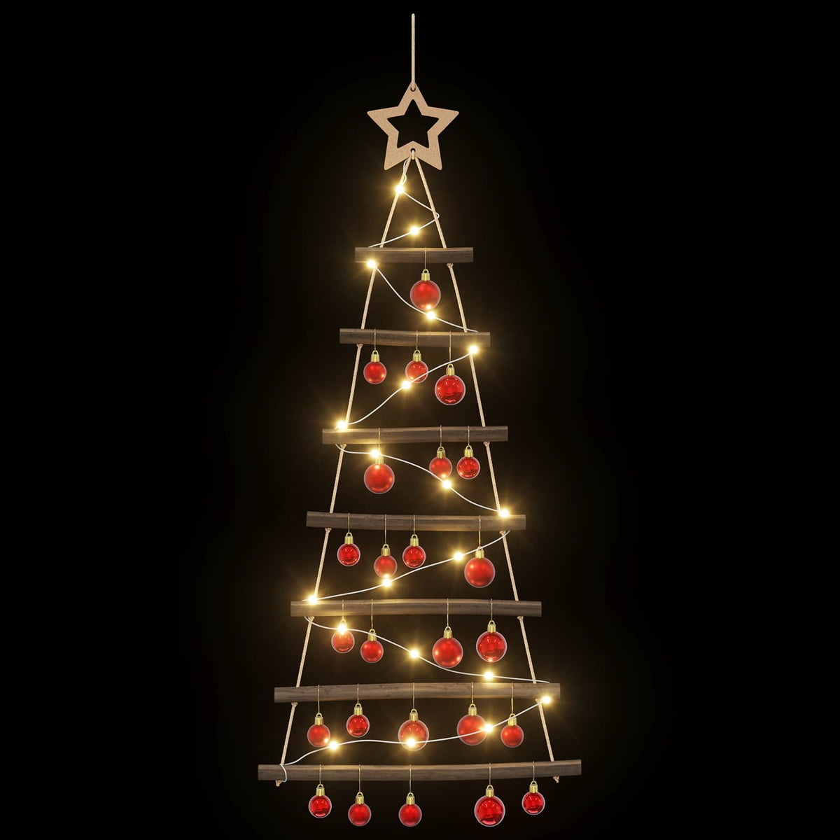 vidaXL Hanging Christmas Tree with Baubles 90 cm 30 LEDs Warm White
