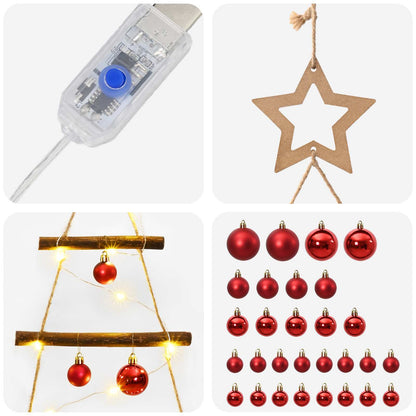 vidaXL Hanging Christmas Tree with Baubles 150 cm 80 LEDs Warm White