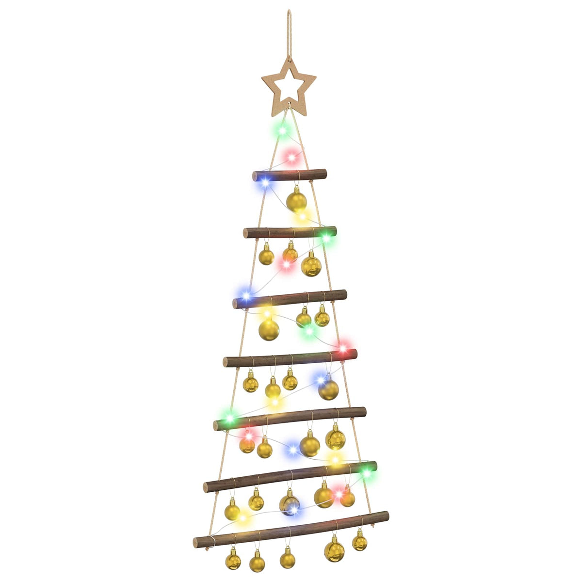 vidaXL Hanging Christmas Tree with Baubles 90 cm 30 LEDs Multicolour