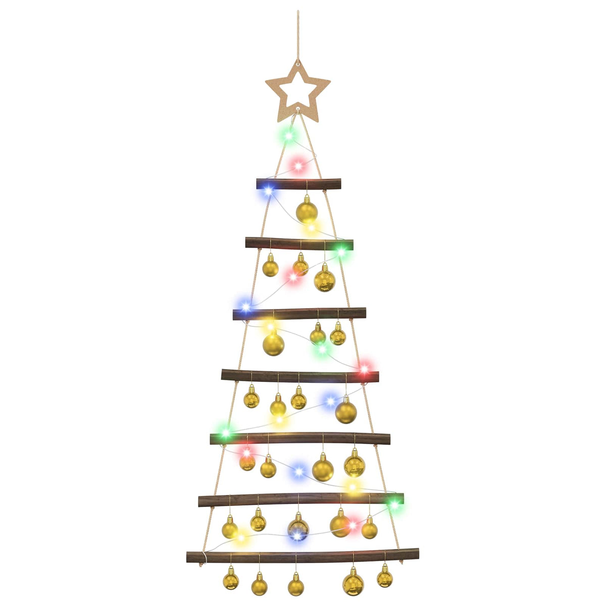 vidaXL Hanging Christmas Tree with Baubles 90 cm 30 LEDs Multicolour