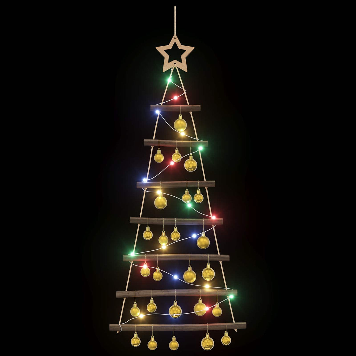 vidaXL Hanging Christmas Tree with Baubles 90 cm 30 LEDs Multicolour
