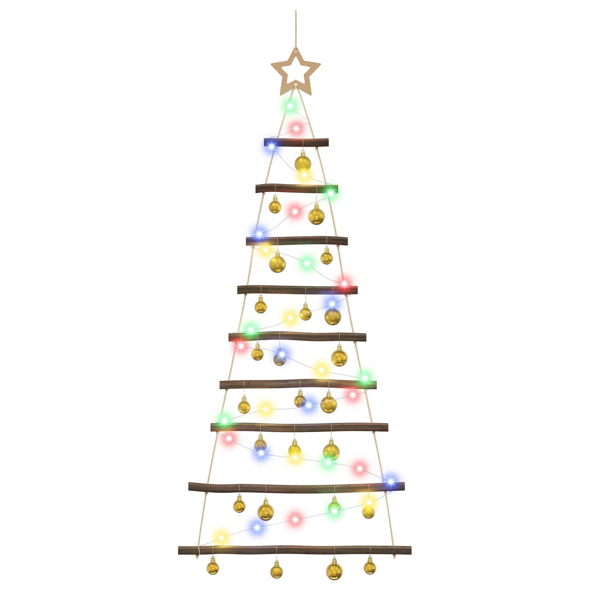 vidaXL Hanging Christmas Tree with Baubles 120 cm 50 LEDs Multicolour