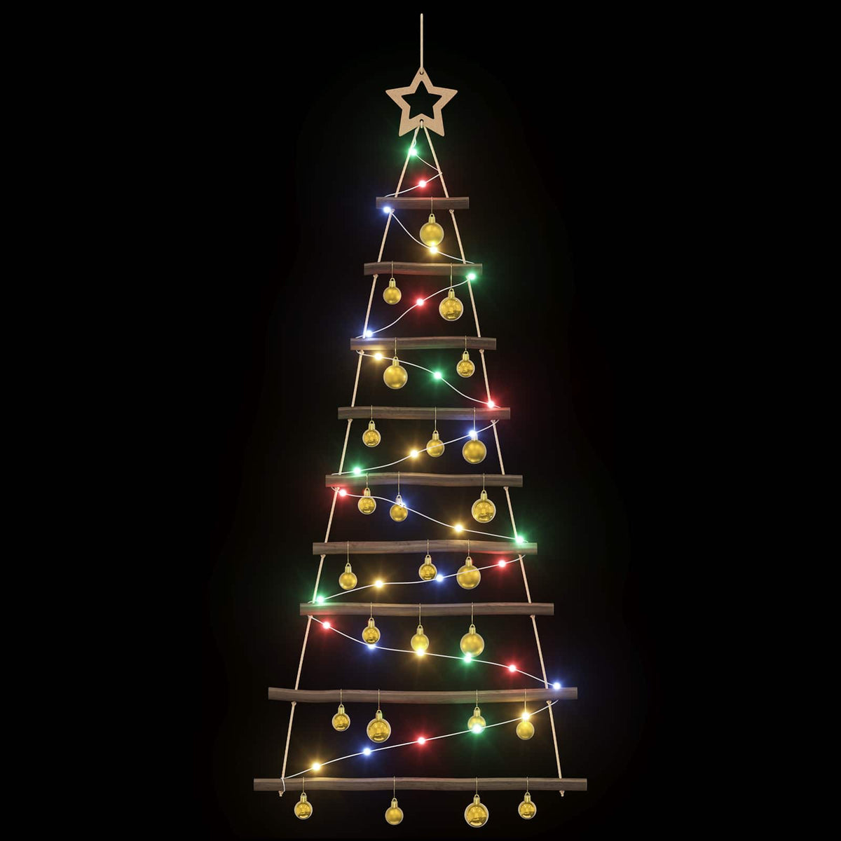 vidaXL Hanging Christmas Tree with Baubles 120 cm 50 LEDs Multicolour