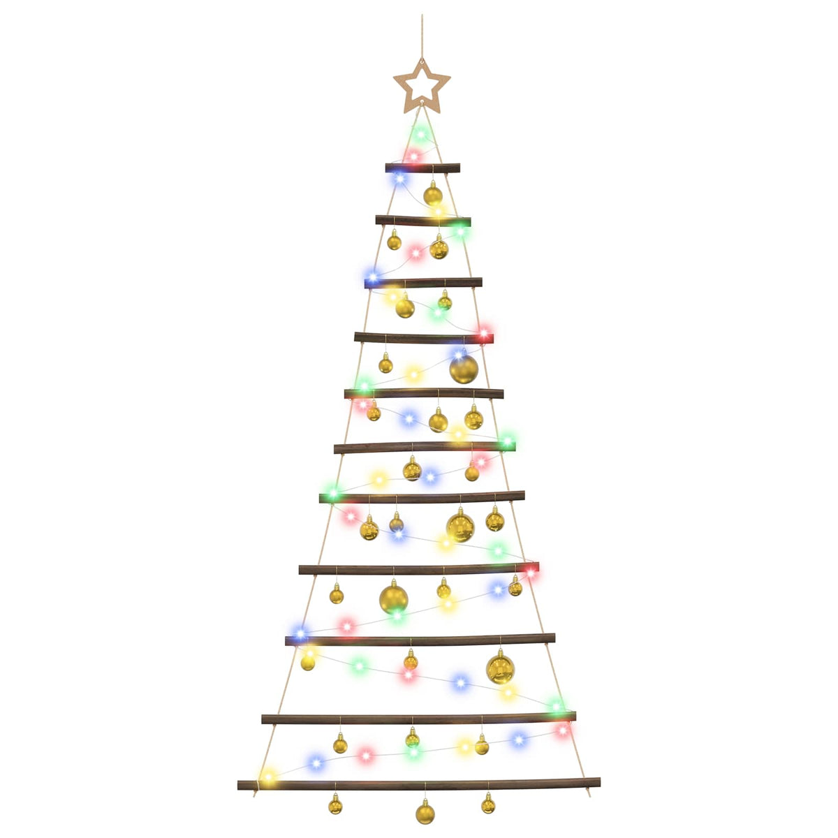 vidaXL Hanging Christmas Tree with Baubles 150 cm 80 LEDs Multicolour