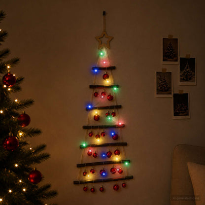 vidaXL Hanging Christmas Tree with Baubles 90 cm 30 LEDs Multicolour