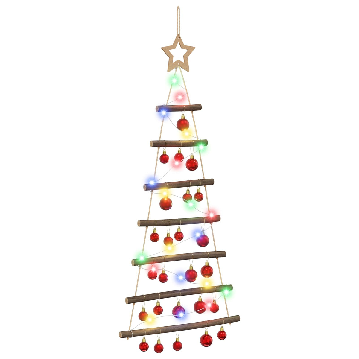 vidaXL Hanging Christmas Tree with Baubles 90 cm 30 LEDs Multicolour