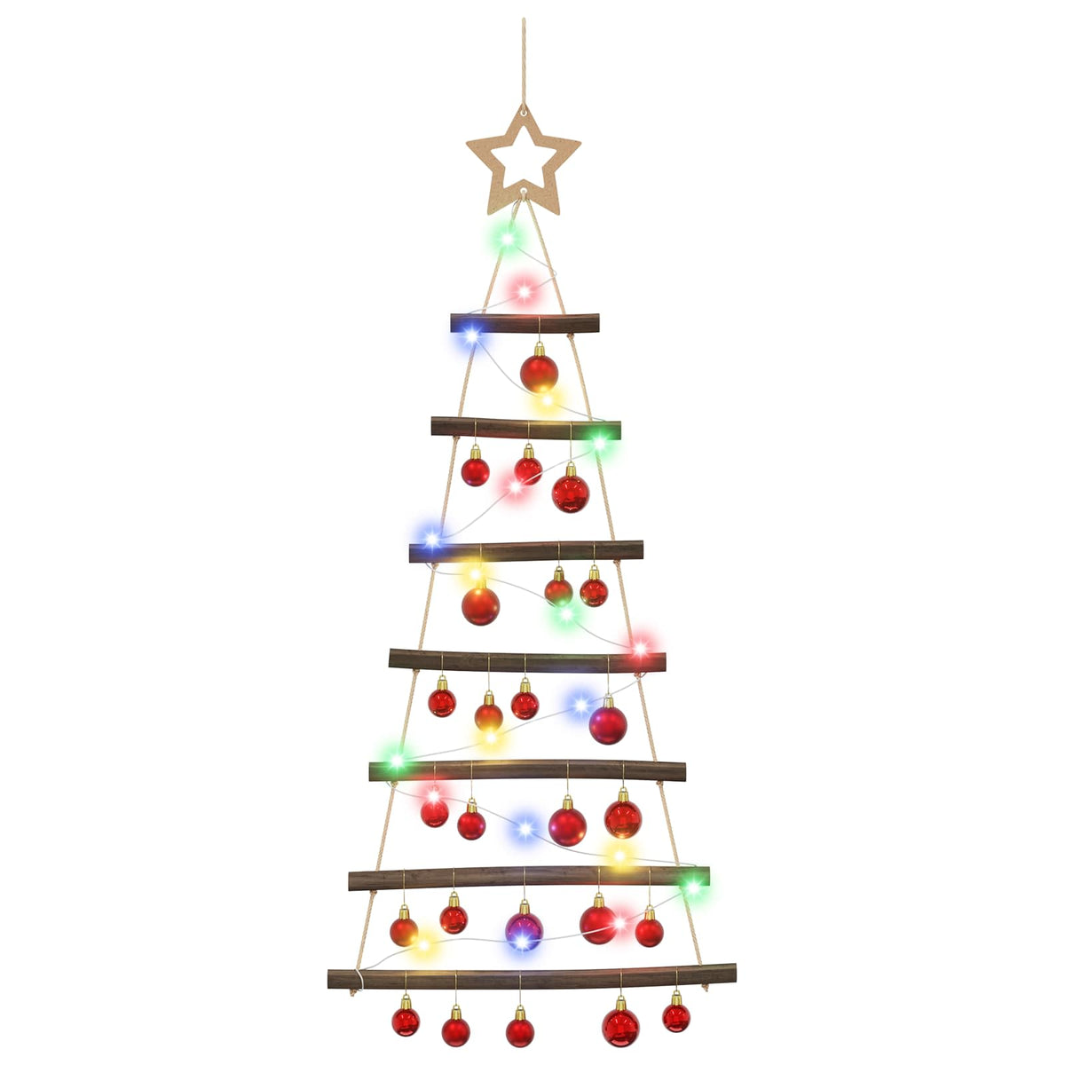 vidaXL Hanging Christmas Tree with Baubles 90 cm 30 LEDs Multicolour