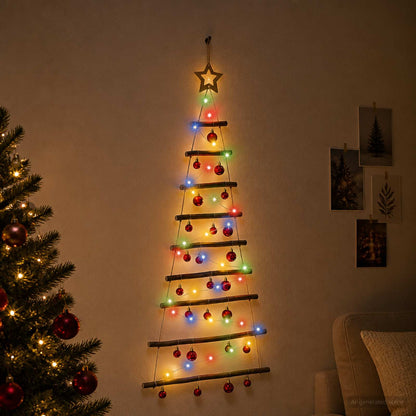 vidaXL Hanging Christmas Tree with Baubles 120 cm 50 LEDs Multicolour