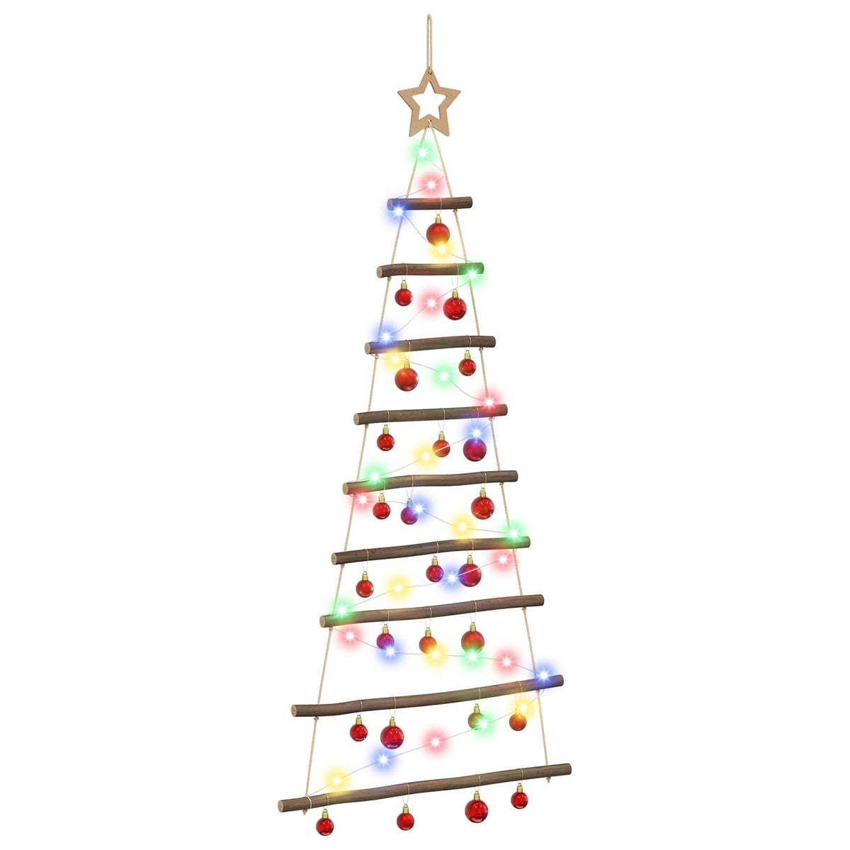 vidaXL Hanging Christmas Tree with Baubles 120 cm 50 LEDs Multicolour
