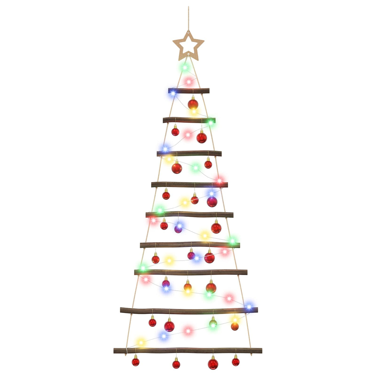 vidaXL Hanging Christmas Tree with Baubles 120 cm 50 LEDs Multicolour