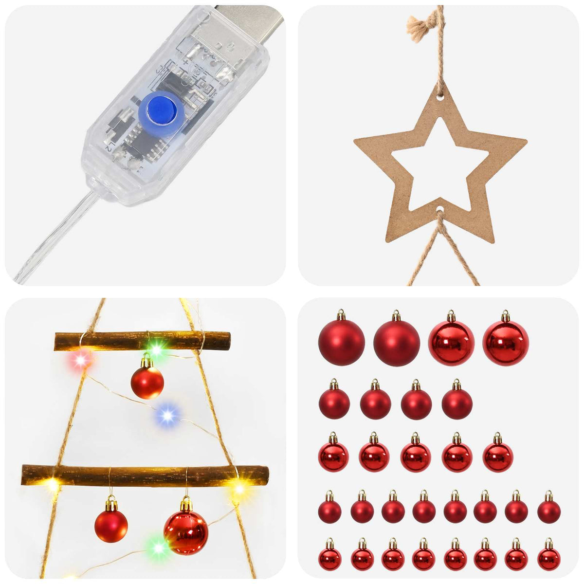 vidaXL Hanging Christmas Tree with Baubles 150 cm 80 LEDs Multicolour