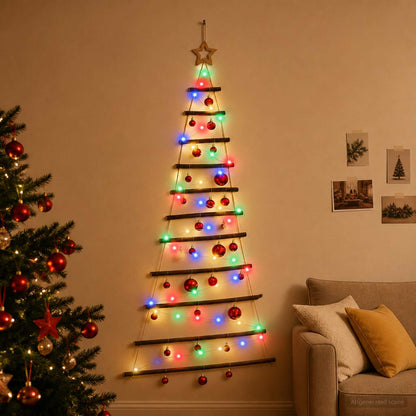 vidaXL Hanging Christmas Tree with Baubles 150 cm 80 LEDs Multicolour