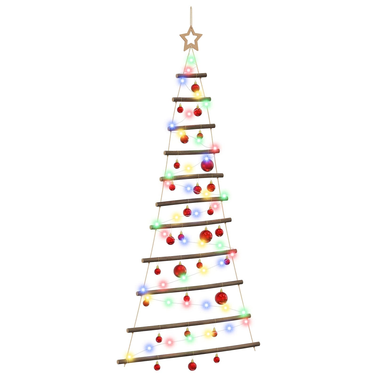 vidaXL Hanging Christmas Tree with Baubles 150 cm 80 LEDs Multicolour