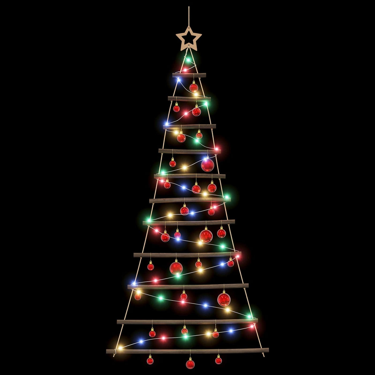 vidaXL Hanging Christmas Tree with Baubles 150 cm 80 LEDs Multicolour