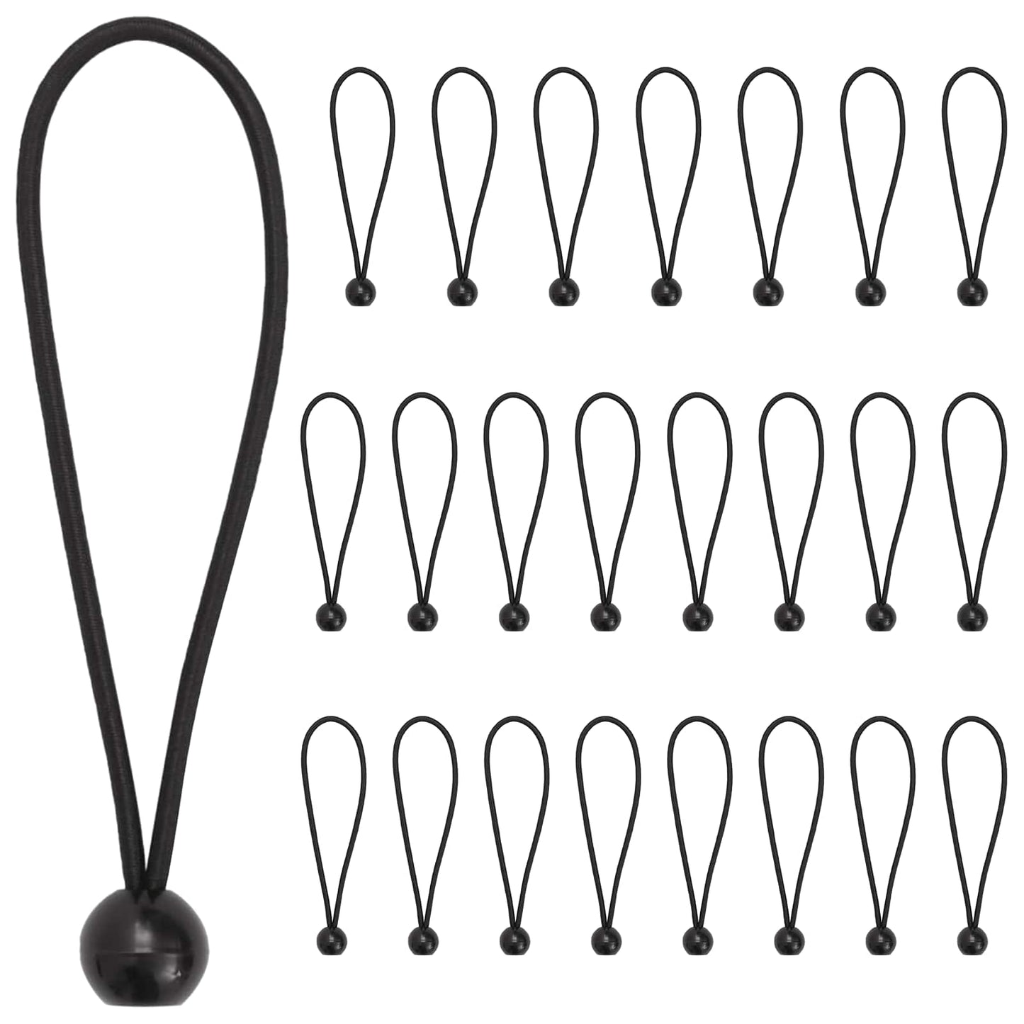 vidaXL Bungee Cords with Balls 24 pcs Black 4 mm x 22 cm Polypropylene