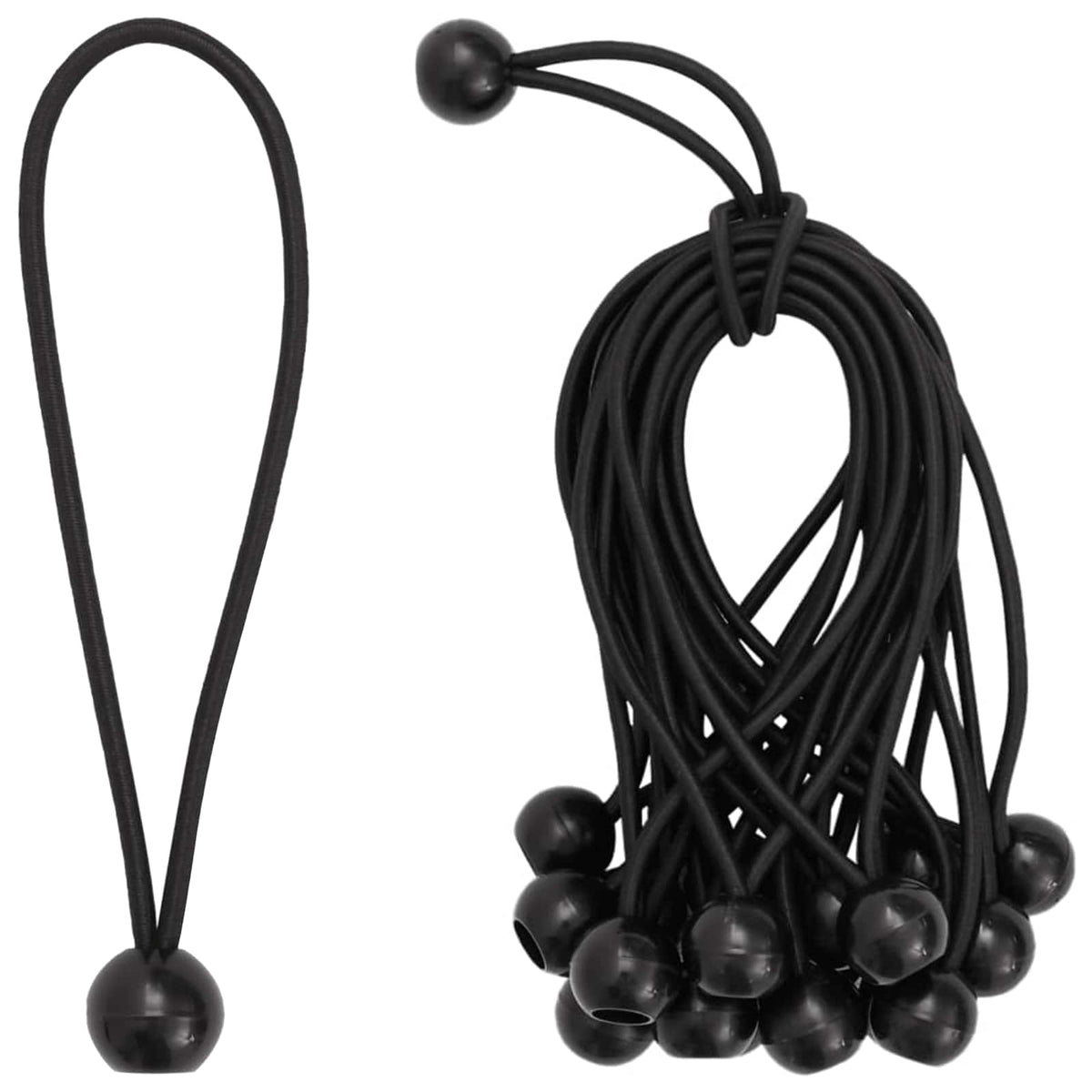 vidaXL Bungee Cords with Balls 100 pcs Black 4 mm x 22 cm