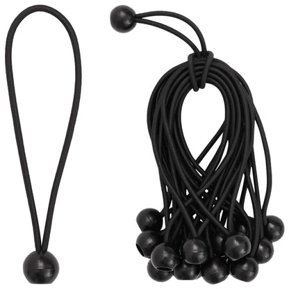 vidaXL Bungee Cords with Balls 100 pcs Black 4 mm x 22 cm