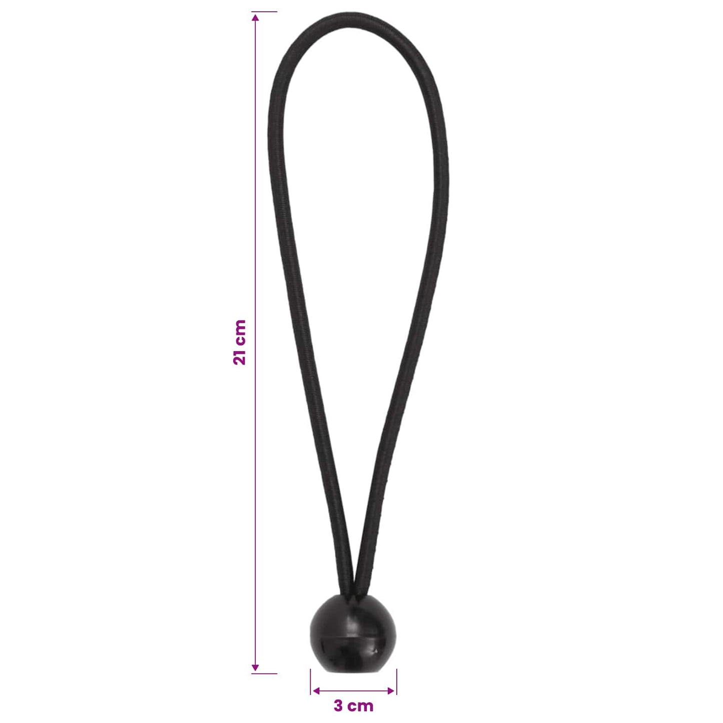 vidaXL Bungee Cords with Balls 100 pcs Black 4 mm x 22 cm